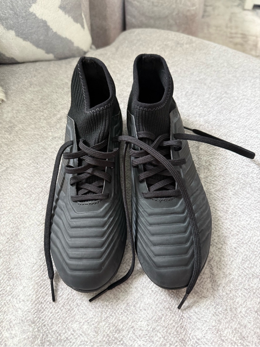 adidas Men's Black High-Top Soccer Shoes with Knit Collar